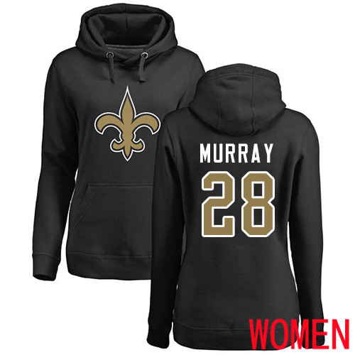 New Orleans Saints Black Women Latavius Murray Name and Number Logo NFL Football #28 Pullover Hoodie Sweatshirts